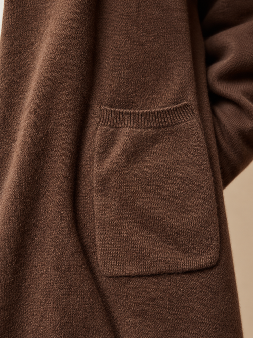 Long Merino Cardigan ( Chocolate brown)