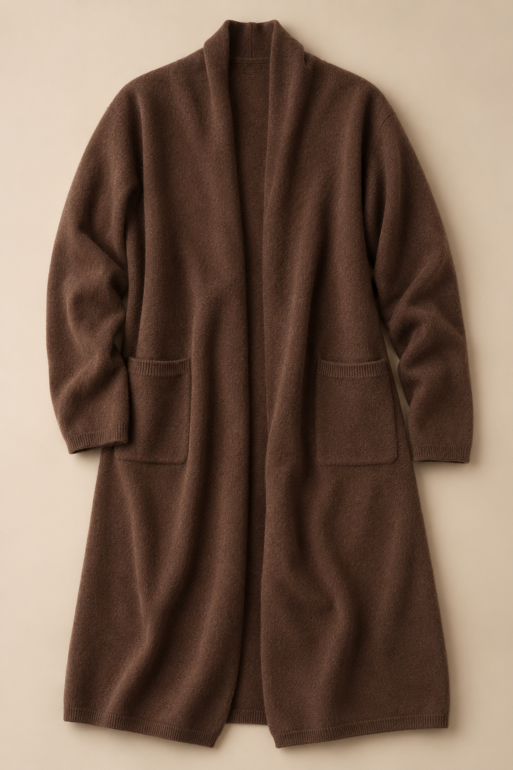 Long Merino Cardigan ( Chocolate brown)