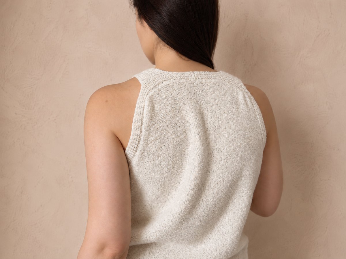 Cashmere Silk V-Neck Top (Naturale)