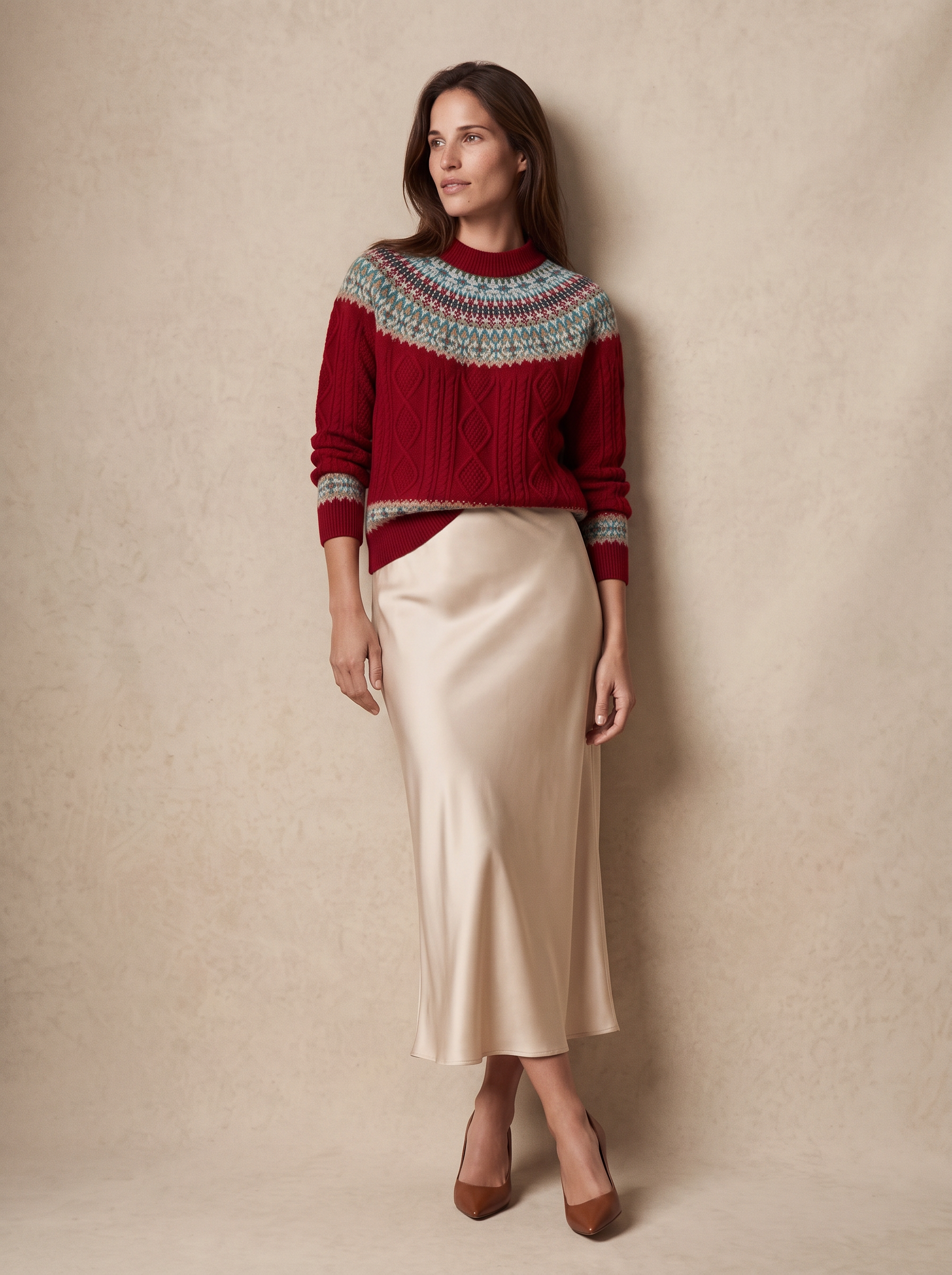 Fair Isle Cashmere Cable Sweater