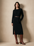 Cashmere Boat Neck Knit Dress (Black)