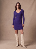 Sweetheart Ribbed Knit Dress ( Purple )