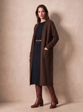 Long Merino Cardigan ( Chocolate brown)