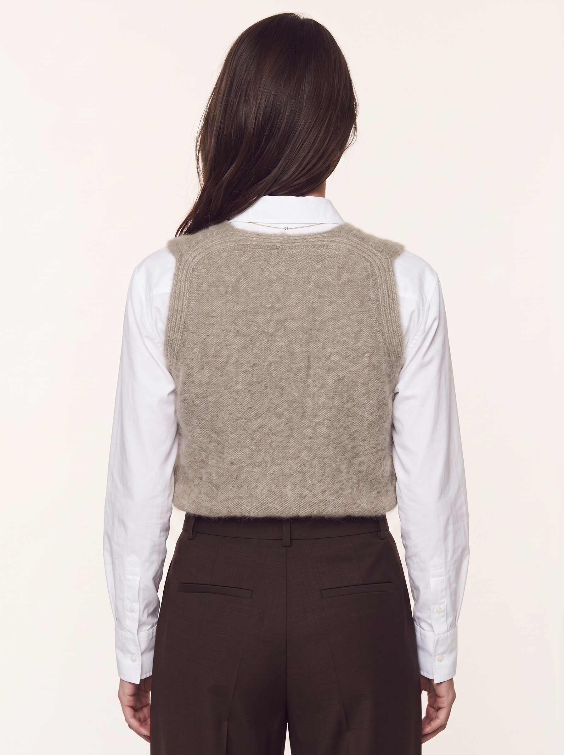 Cashmere Silk V-Neck Top (Sughero)