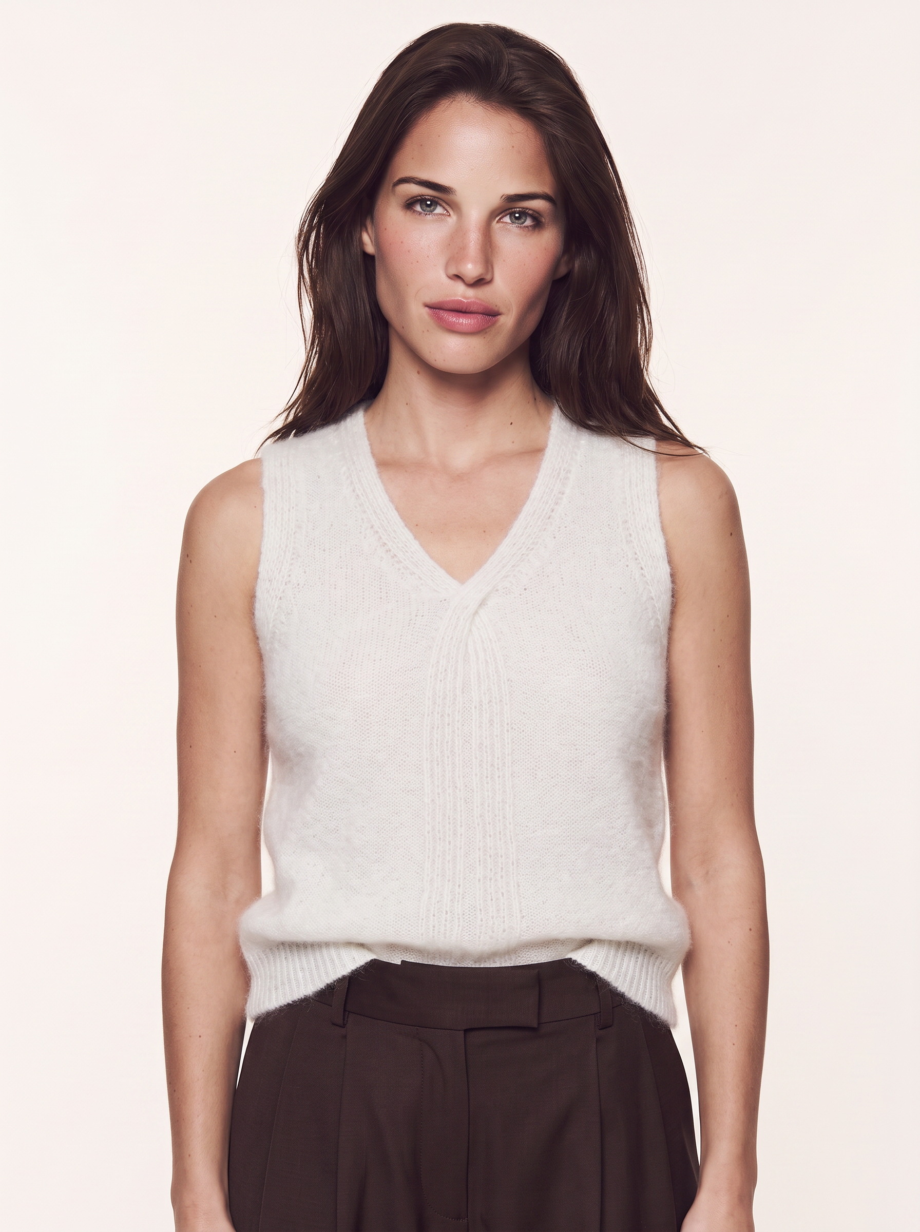 Cashmere Silk V-Neck Top (Sughero)