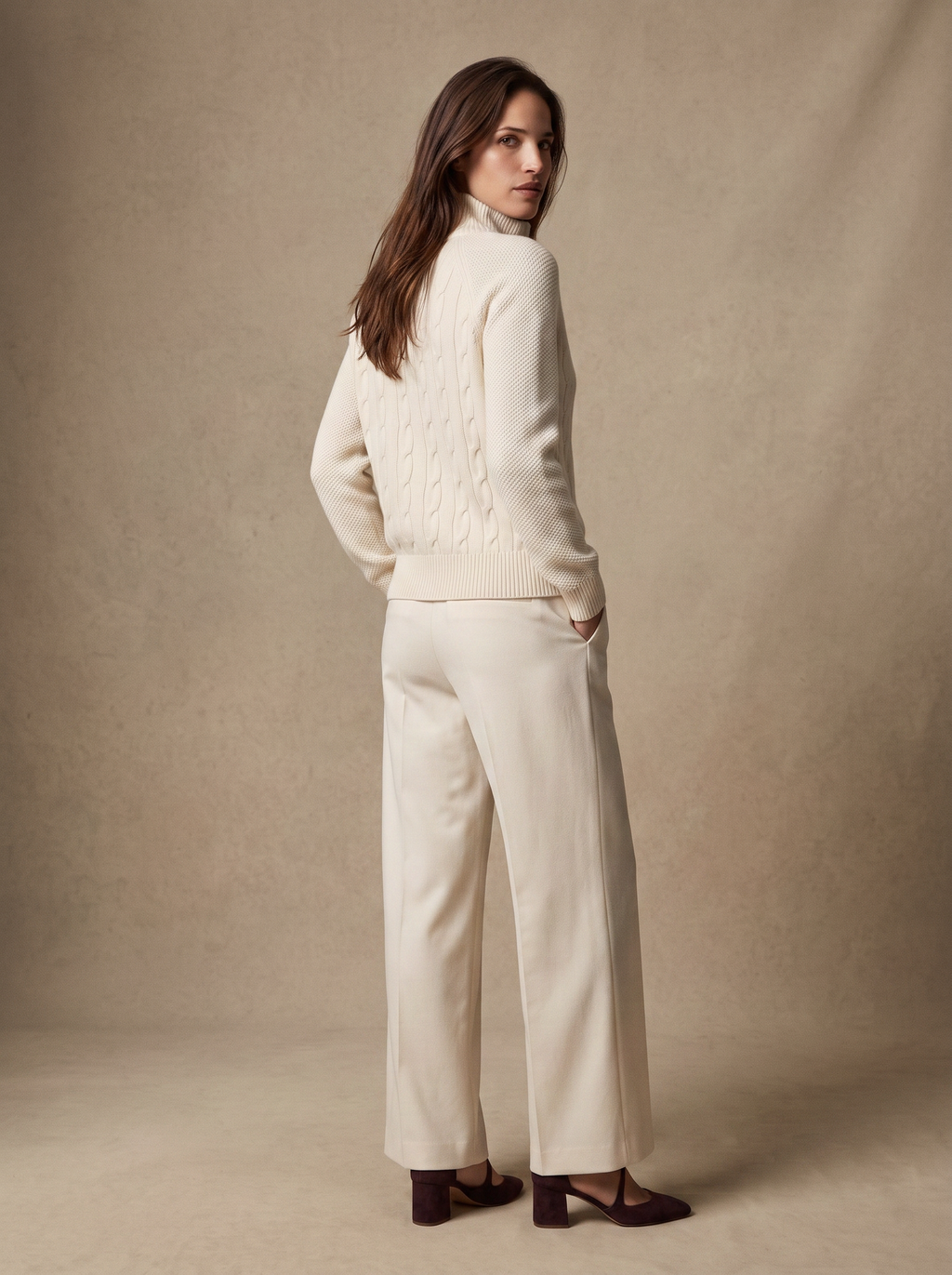 Merino Cable Cardigan ( White)
