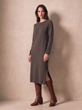 Cashmere Boat Neck Knit Dress (Chocolate Brown)