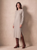 Cashmere Boat Neck Knit Dress (Light Grey)