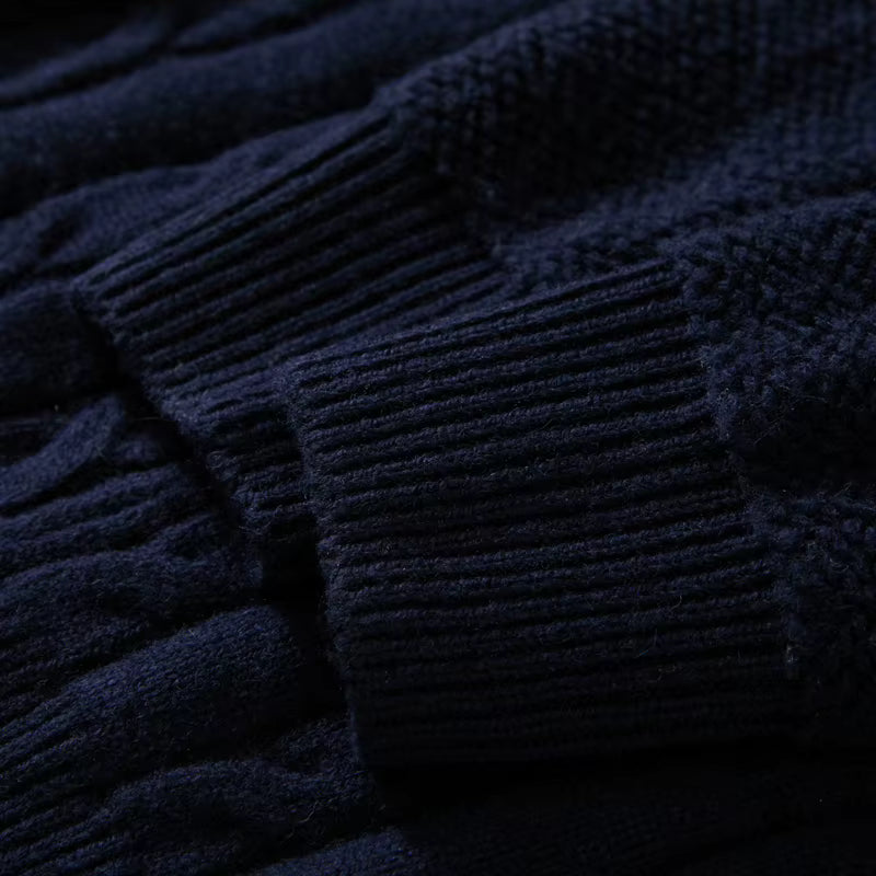 Merino Cable Cardigan ( Navy)