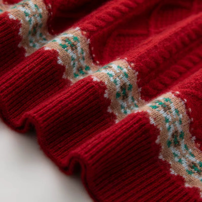 Fair Isle Cashmere Cable Sweater