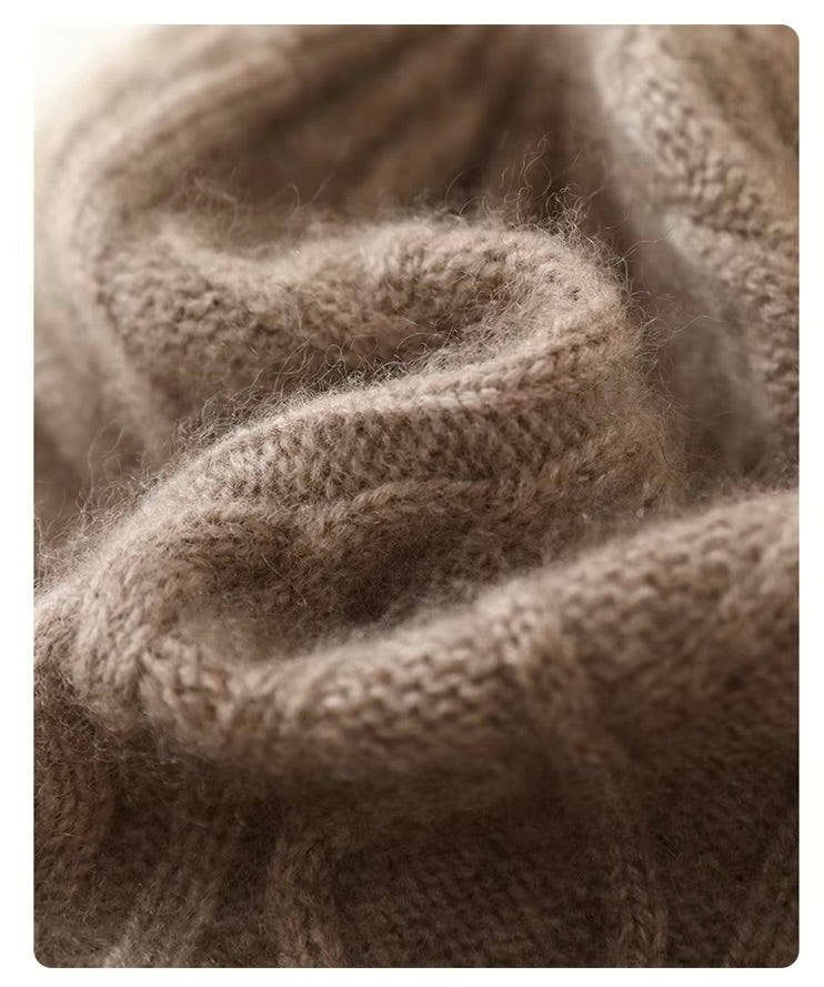 Cashmere Cable Knit Hat (Camel)