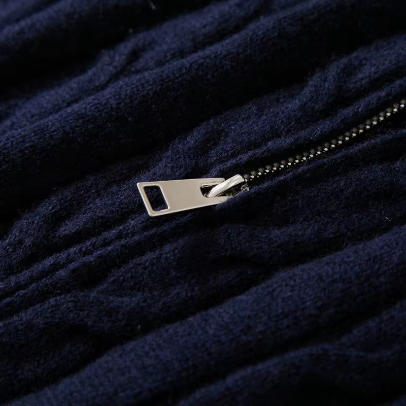 Merino Cable Cardigan ( Navy)