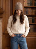 Cashmere Cable Knit Hat (Camel)